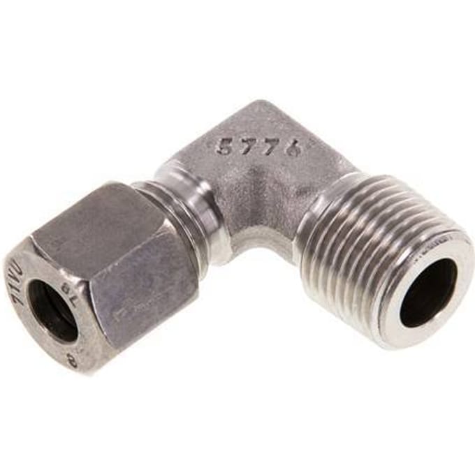 R 3/8'' Buitendraad x 8L RVS L-Fitting 90graden 315 Bar DIN 2353 - FL2E-MC-ST-038R-08-L