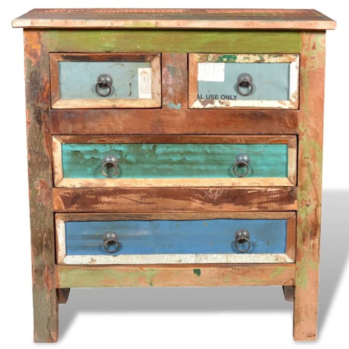 vidaXL - Kast - met - 4 - lades - massief - gerecycled - hout