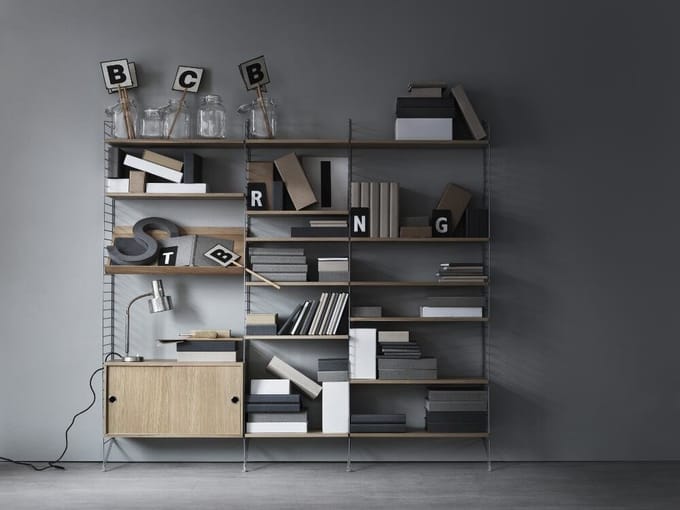 String Furniture - Rek wandladder - zwart - set van 2 - 75 x 20 cm