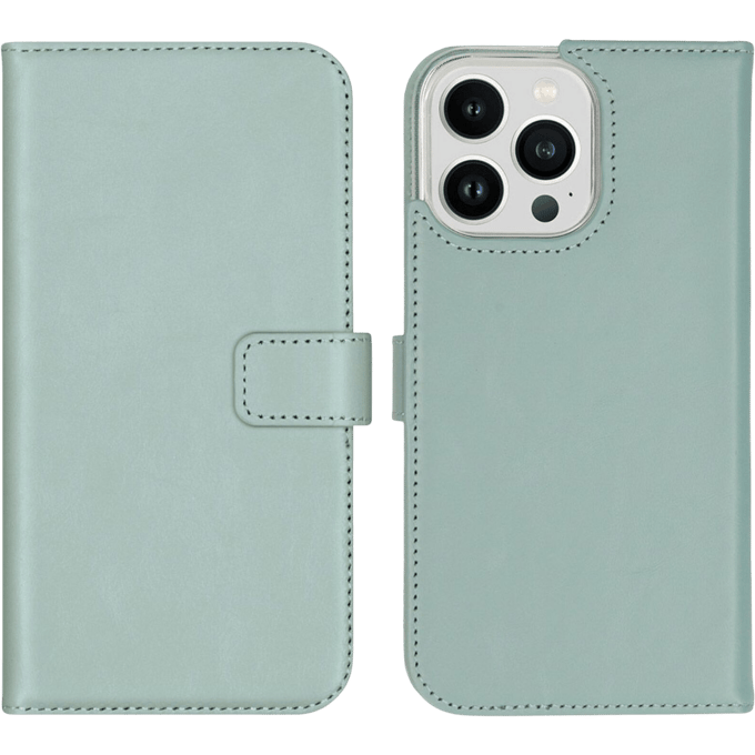Selencia iPhone 14 Pro Max Leren Portemonnee Hoesje Lichtblauw