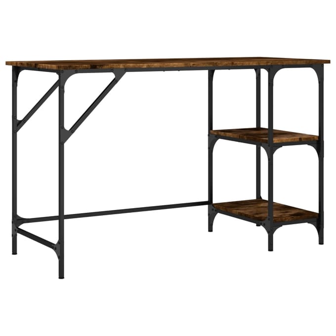 vidaXL - Bureau - 120x50x75 - cm - metaal - en - bewerkt - hout - gerookt - eikenkleurig