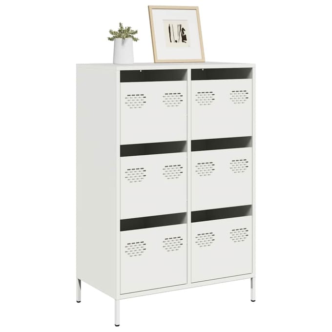 vidaXL - Hoge - kast - 68x39x101,5 - cm - staal - wit