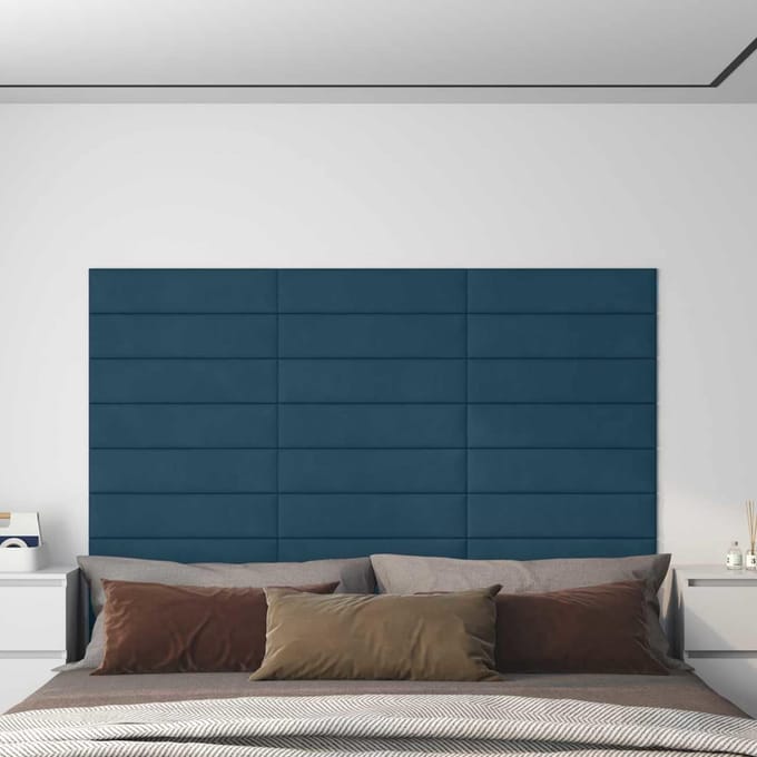 vidaXL - Wand - Hoofdbord - 12 - st - Blauw - Fluweel