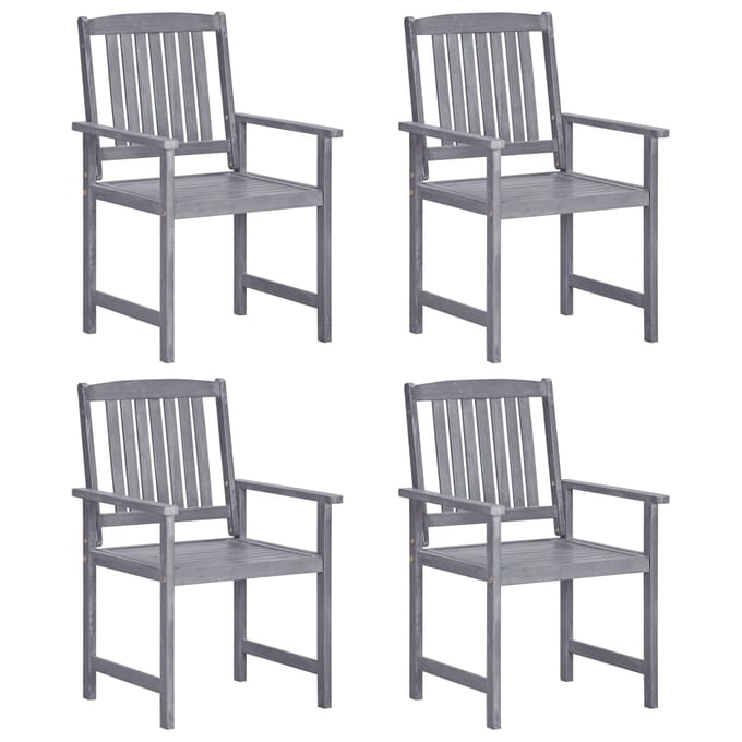 vidaXL - Tuinstoelen - 4 - st - massief - acaciahout - grijs