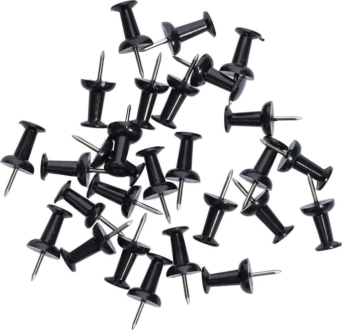 Zeller punaises - set 25x - zwart - voor prikbord