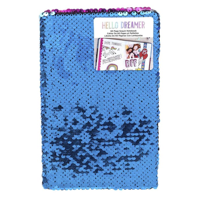 American Crafts - Hello Dreamer Blue & Pink Sequins notebook - notitieboekje - 60 pagina's
