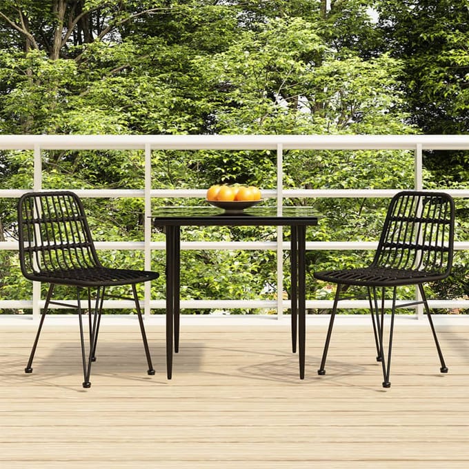 vidaXL - 3-delige - Tuinset - poly - rattan - zwart