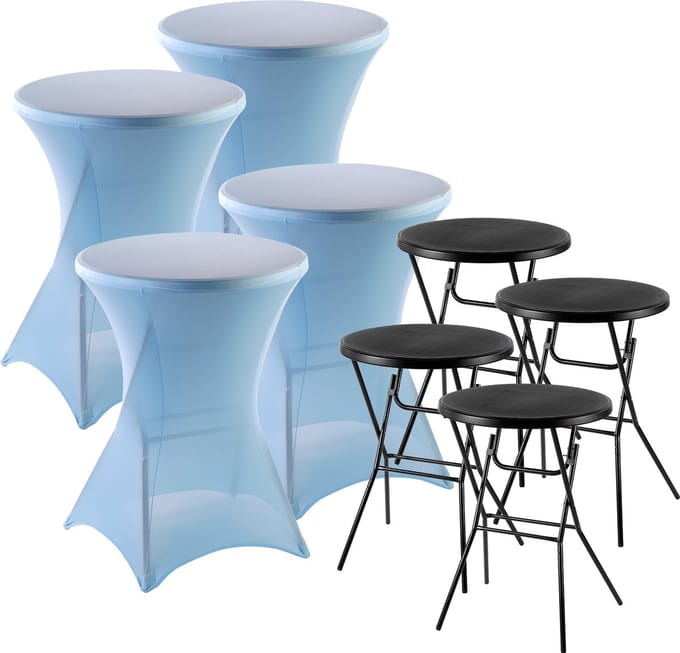 Bardi Stretch Statafelhoes - Statafelrok 4 Stuks - 80 x 110 cm. Lichtblauw