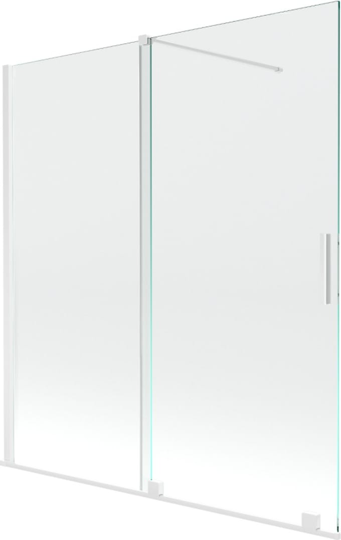 Mexen Velar badwand, 2-delig schuifbaar 150 x 150 , transparant, wit - 896-150-000-01-20