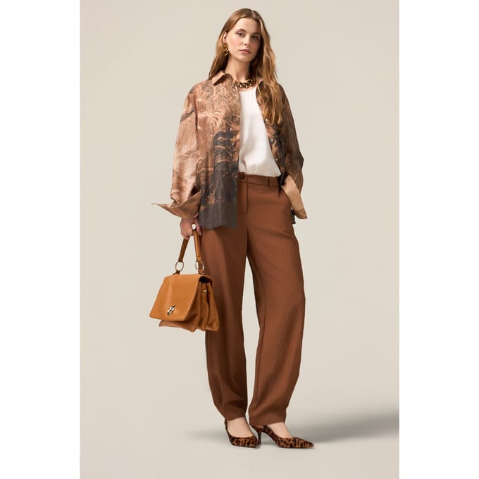 Oltre Patterned Cotton Muslin Shirt Brown Taglia: S | Magliette intime Outlet | Donna | Marrone