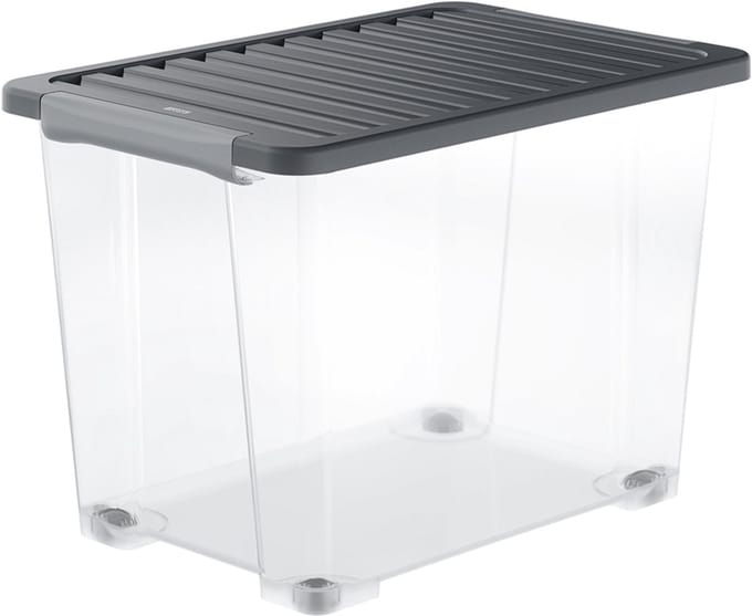 Rotho CORE Plus opbergboxen - afsluitbaar - set van 4 - stapelbaar - 65 ltr