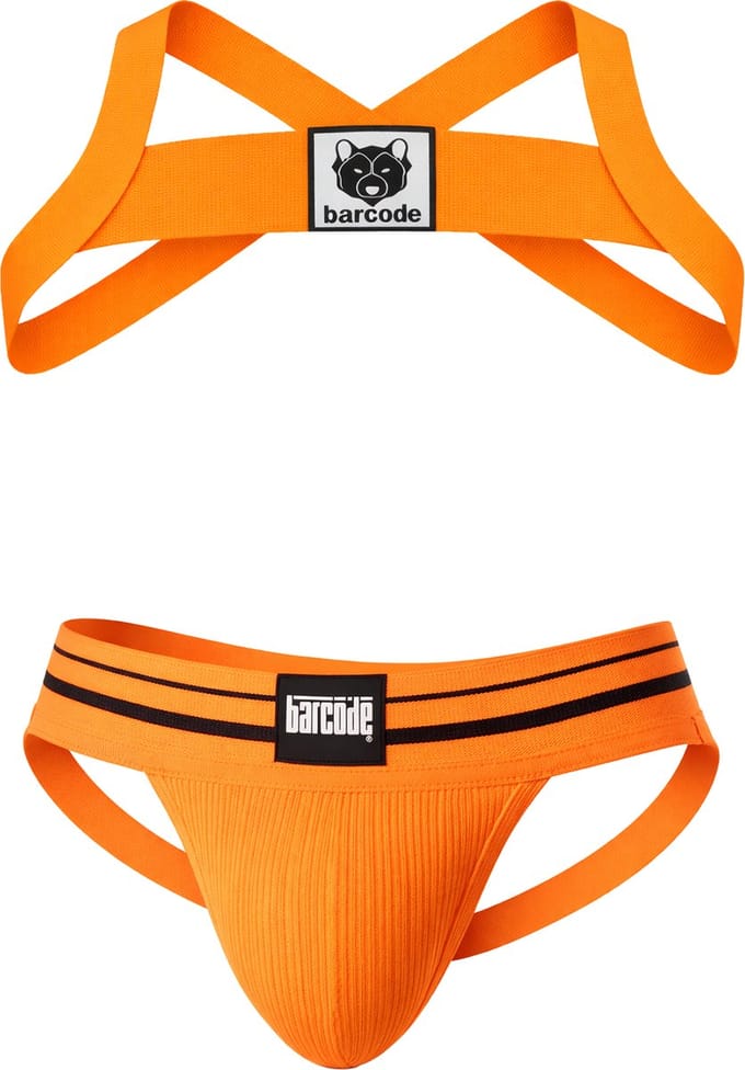 Barcode Berlin Multipack 1x Andreus Jockstrap + 1x Harness Leonsh Neonorange - MAAT S - Heren Ondergoed - Jockstrap voor Man - Mannen Jock