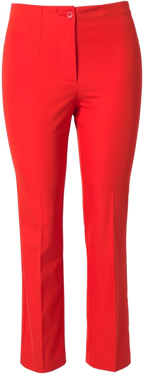 Ulla Popken - Dames - Broek rechte pijpen elastische tailleband stretch - Paprikarood - Maat 22