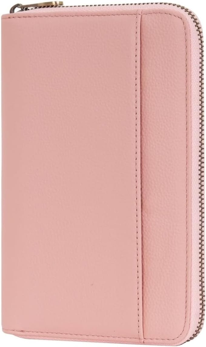 Famanu - Premium PU paspoorthoes met RFID-bescherming en ritssluiting, roze