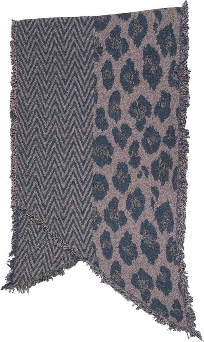 Dielay - Zachte Sjaal met Panterprint - 190x60 cm - Blauw en Bruin
