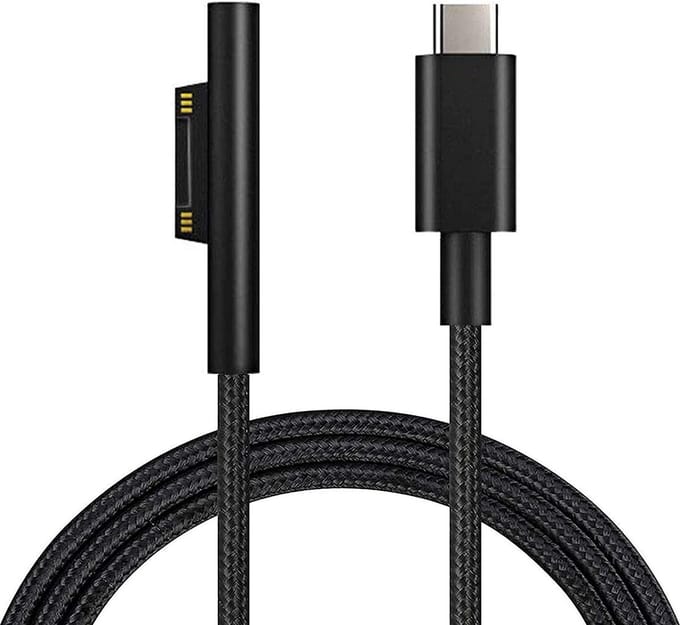 NÖRDIC SURF-105 USB-C oplaadkabel - Geschikt voor Microsoft Surface - 15V3A - 45W - 1m - Zwart
