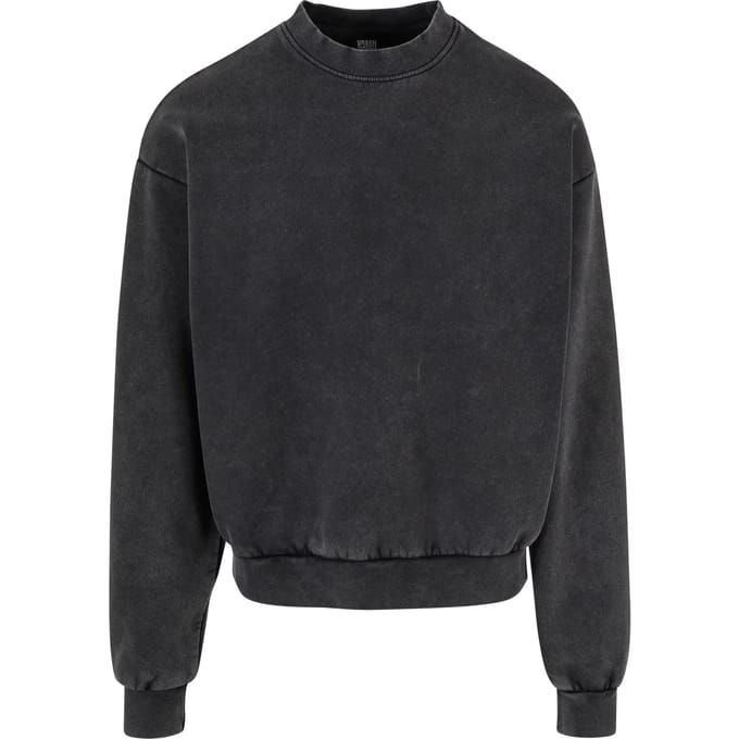 Urban Classics - Acid Washed Crewneck sweater/trui - M - Zwart