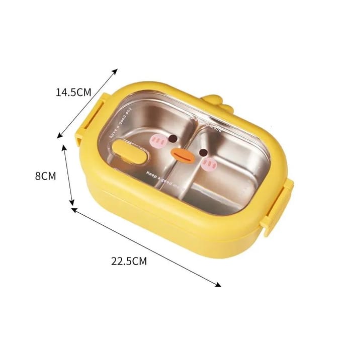 Schattige Gele Eend Lunchbox Roestvrij Staal Herbruikbare Bento Box Student Kinderen Buiten Kamperen Picknick Draagbare Voedselcontainer beige