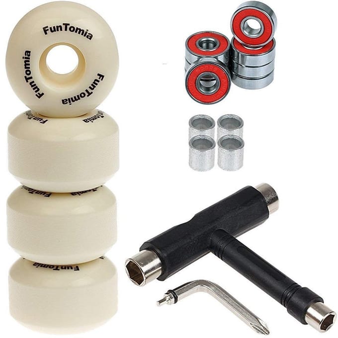 Set van 4 Skateboard Wielen 53mm 100A met ABEC-11 Lagers en T-tool