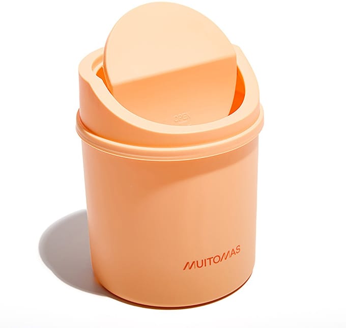Muitomas Bureauprullenbak – Stijlvolle uitvoering - 2 liter – Compact - 15×18×14cm - Peach Fuzz