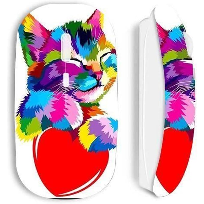 Souris sans fil maniacase blanche chat couleur sur coeur