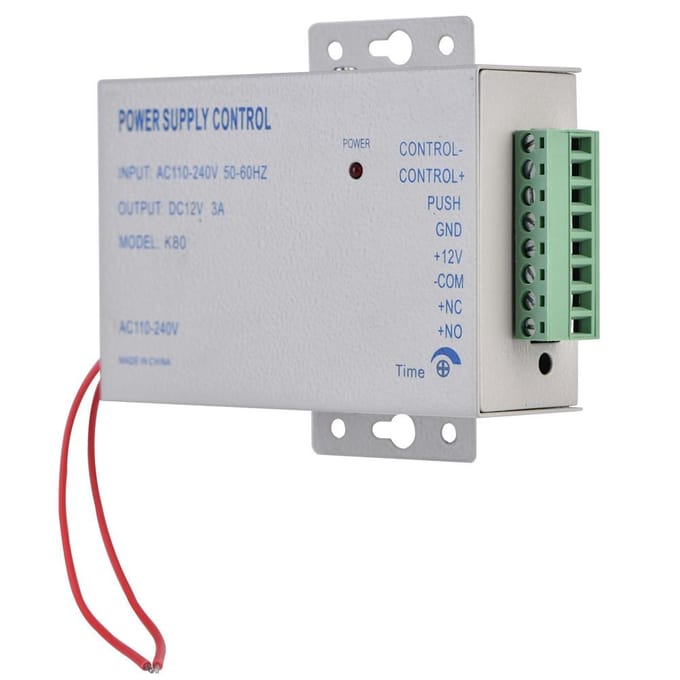 Ingang AC110V-240V Uitgang DC 12V 3A 30W Voeding Controller voor Deur Toegangscontrolesysteem gray