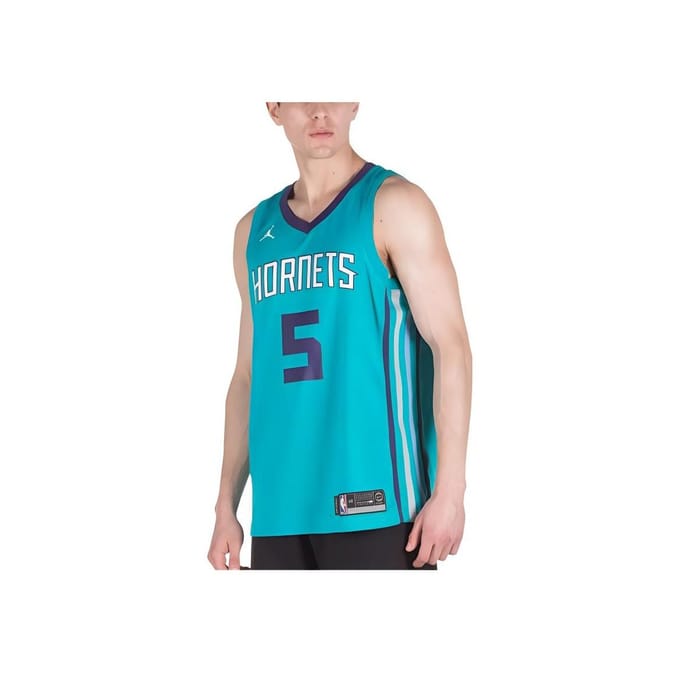 Jordan NBA Retro Rechte Snit Ademend Sneldrogend Basketbalshirt Heren Tops Blauw Groen 864463-430 M blue