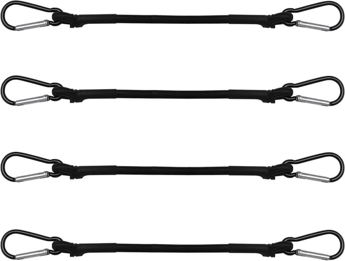 Spanrubber met haken - Expander banden - Lading vastzetten - Set van vier stuks - 30 cm lengte - Zwart