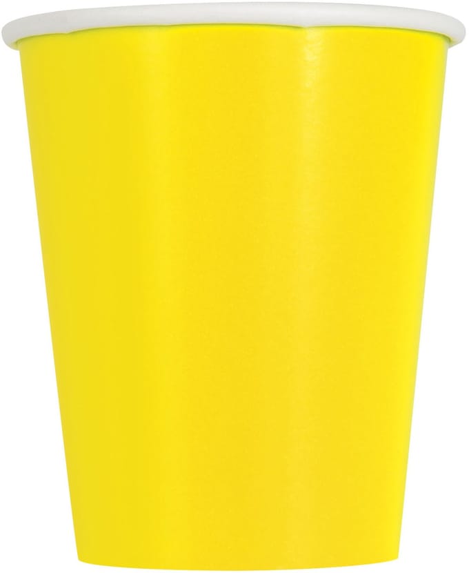 UNIQUE - 14 gele papieren bekers 266 ml voor feest