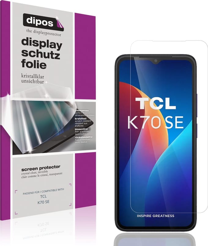 dipos – 4x Beschermfolie geschikt voor TCL K70 SE | Krasbestendige & heldere Screenprotector Ultra-Thin