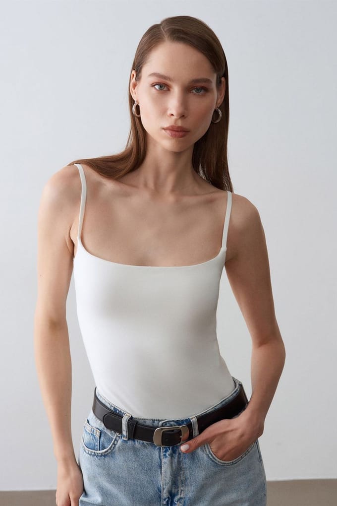 Slim Fit Vierkante Hals Mouwloze Blouse