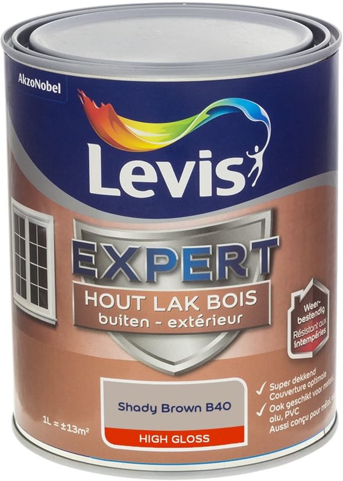 Levis - Expert Hout Lak Buiten High Gloss Mix - Shady Brown B40 - Mengverf - 1 L