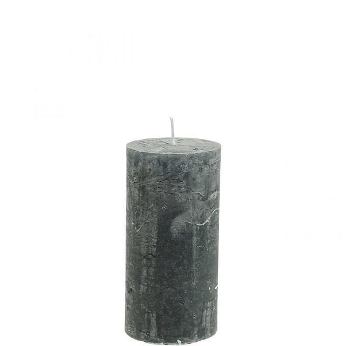 Effen pilaarkaarsen, antraciet, 50x100mm, set van 4, 4 Stück