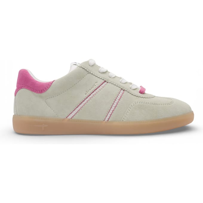 Tamaris dames sneakers van groen en roze leer