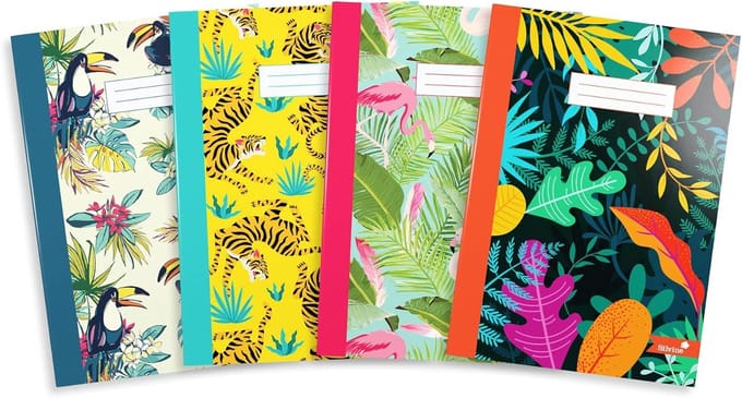 Set van 12 A4 Schutbladen met Zomertuin Design, 80 Pagina's, Gelinieerd met Marge