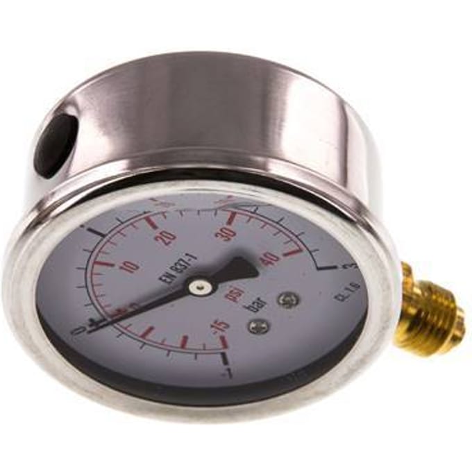 -1..3 Bar Glycerine Manometer Onderaansluiting RVS/Messing 63 mm Klasse 1.6 - ML-1363SVG