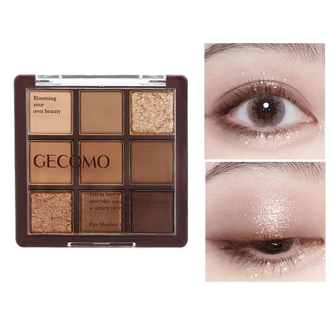 Palette d'ombres à paupières 9 couleurs, paillettes nacrées mates couchées, ver à soie éclaircissant, maquillage pour les yeux brown