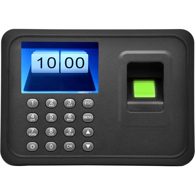 2.4     TFT LCD-scherm Biometrische USB Vingerafdruk Aanwezigheidsmachine Gratis software Wachtwoord Werknemer US Plug zwart