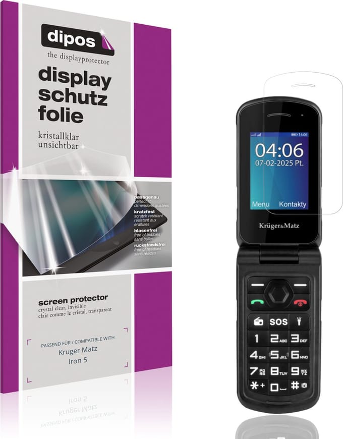 dipos – 4x Beschermfolie geschikt voor Kruger Matz Iron 5 | Krasbestendige & heldere Screenprotector Ultra-Thin