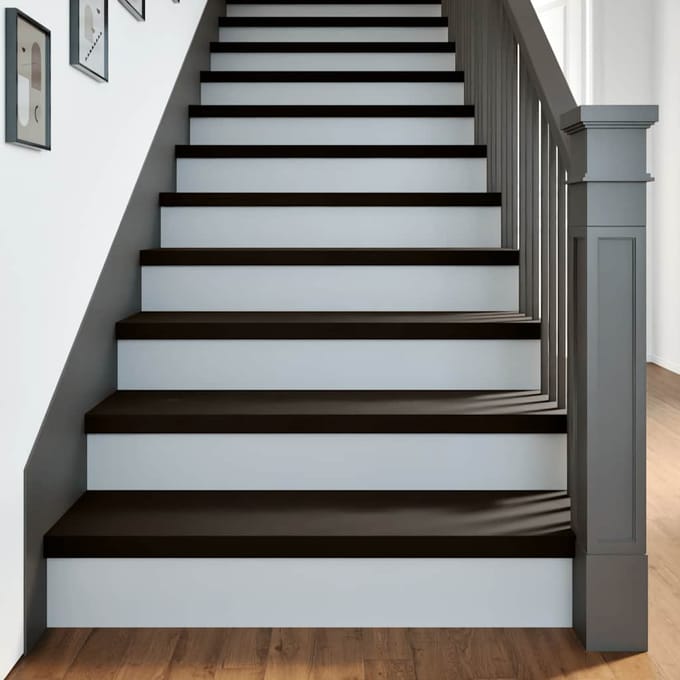 vidaXL - Traptreden - 2 - st - 100x30x2 - cm - massief - eikenhout - bruin-zwart