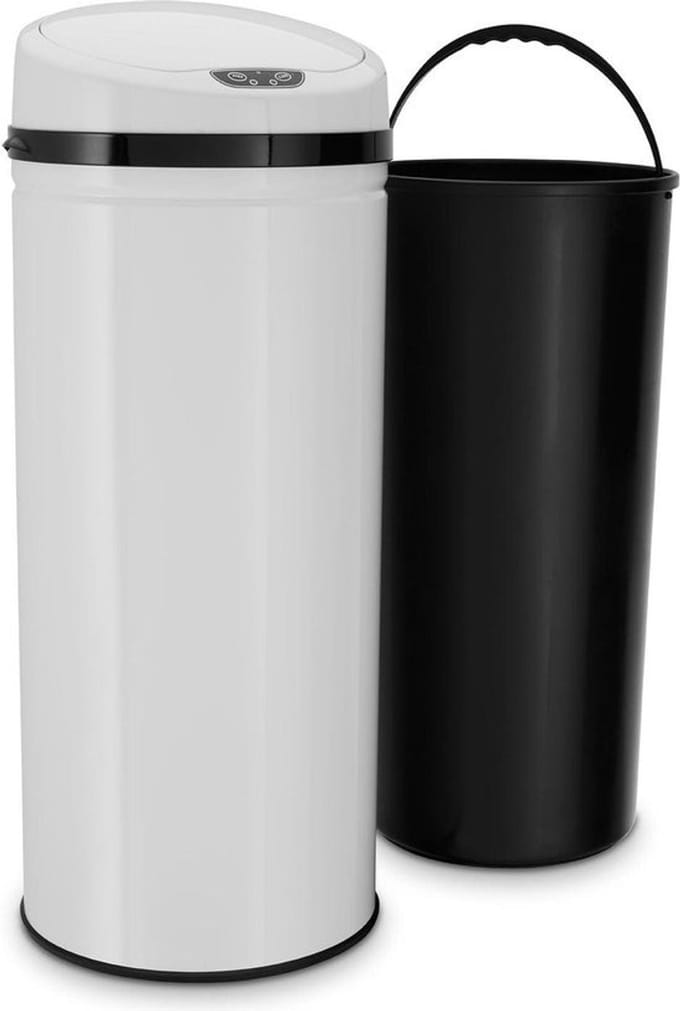 WNHB® Sensor afvalemmer 60 liter – Elektrische prullenbak met infrarood sensor – Hygiënisch touchless – RVS wit design