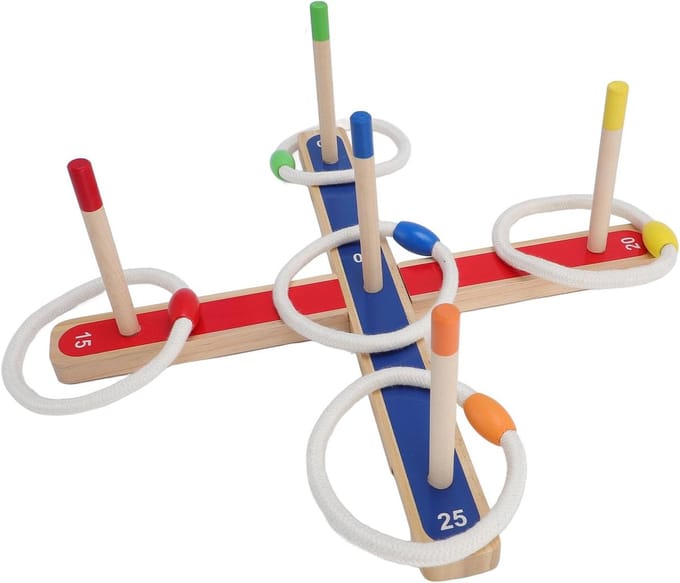 Gooispel voor Kinderen - Ringwerpen Spel - Binnen en Buiten - Massief Hout Constructie - 30 5 x 14 cm