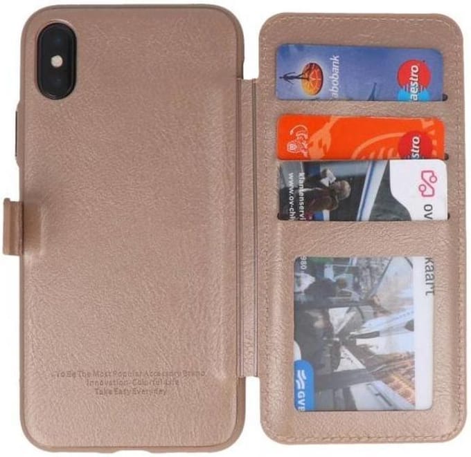 Back Cover Book Design Hoesje Geschikt voor iPhone X Goud