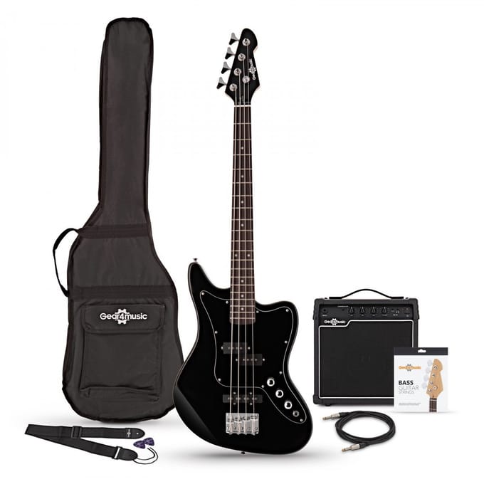 Seattle Short Scale Basgitaar + 15 W Versterkerpakket, Zwart