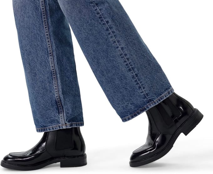 Manfield - Dames - Zwarte leren chelsea boots - Maat 36