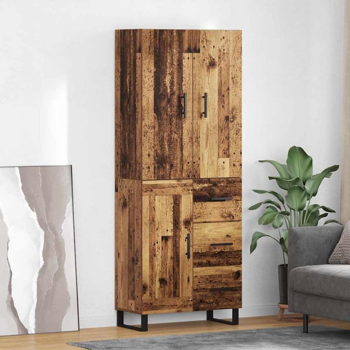 vidaXL - Highboard - 2 - st - Oud - Hout - 69,5 - x - 34 - x - 180 - cm