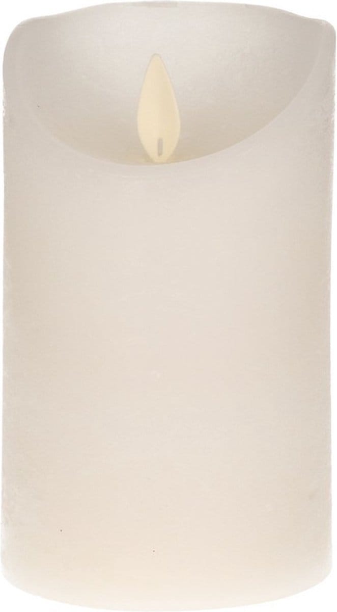 Anna's Collection Led kaars/stompkaars - wit - H12,5 x D7,5 cm - wax - bewegende vlam