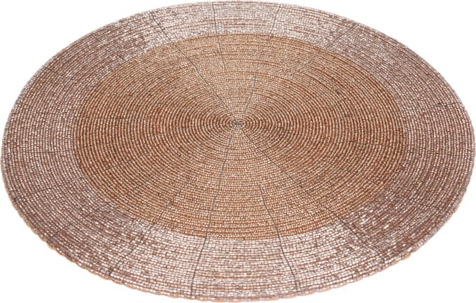 1x stuks placemats/onderleggers champagne rond D35 cm - Diner/kerstdiner tafel placemats