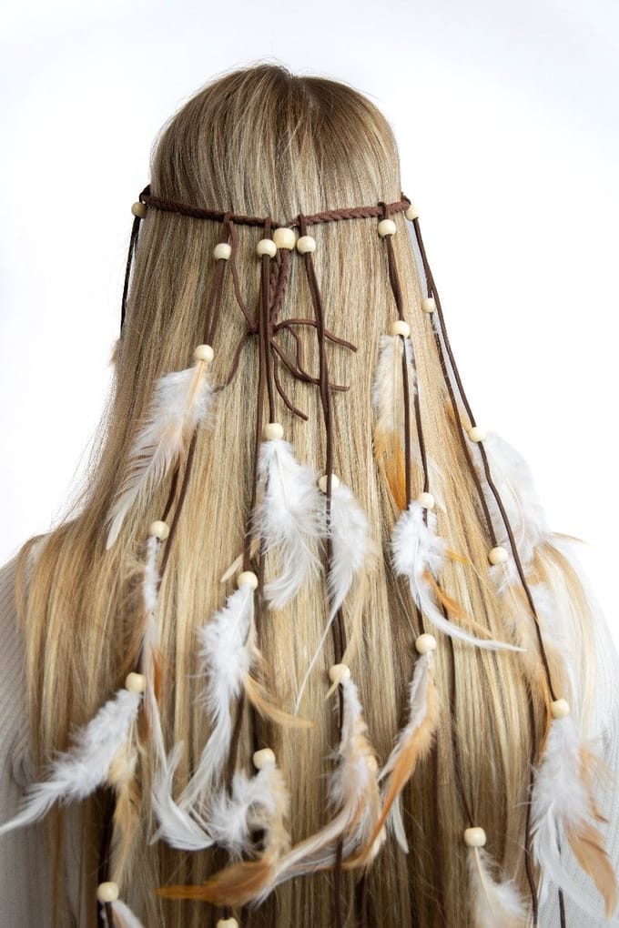 Boho Veren haarband Wit Volwassenen Vrouwen Wit Lente/Zomer Maat One size