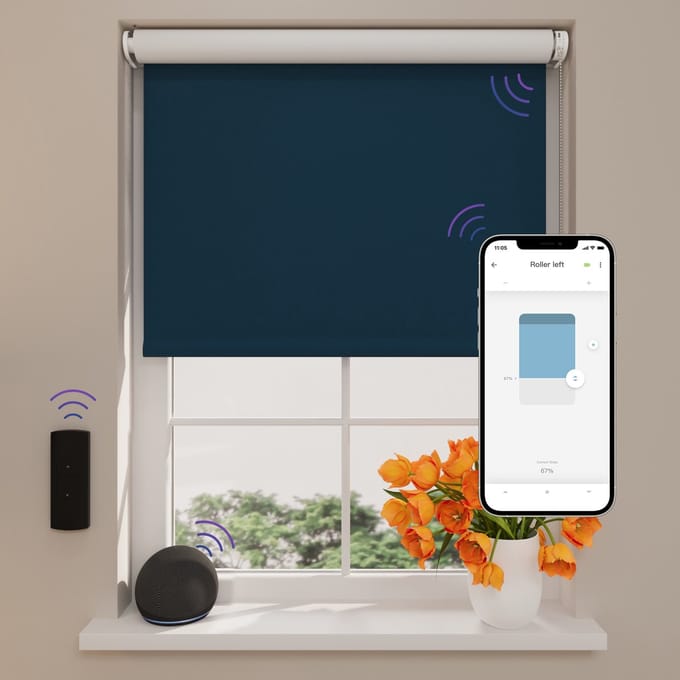 DTCH® Elektrisch Rolgordijn Verduisterend - Easy - Blue - 140 x 190 cm - Motionblinds CMD-03
